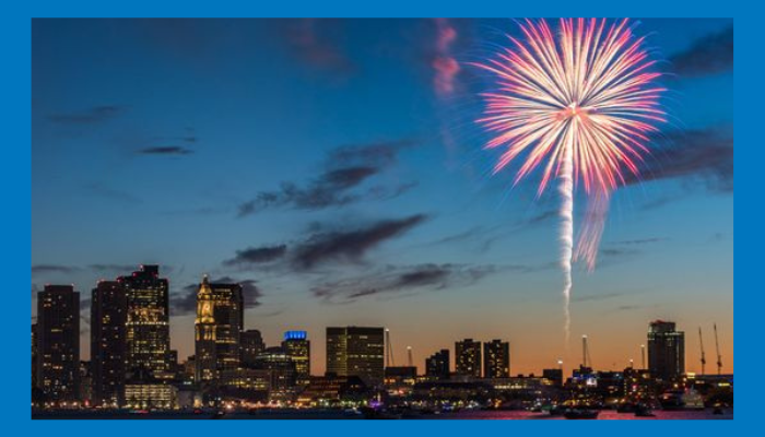Photo of fireworks over Boston Harbor